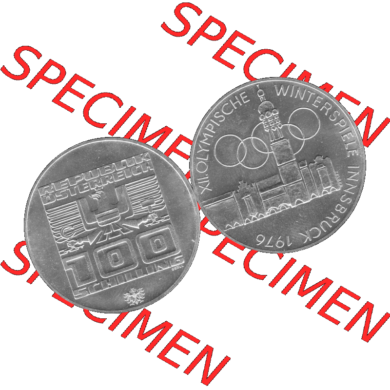 Alte Münze 100 / Einhundert Schilling Österreich in s/w Schwarzweiß bzw. Graustufen Farbgebung von Scanner transparenten PNG 1976-1976, 100 Hundert Schilling,... Sammlung