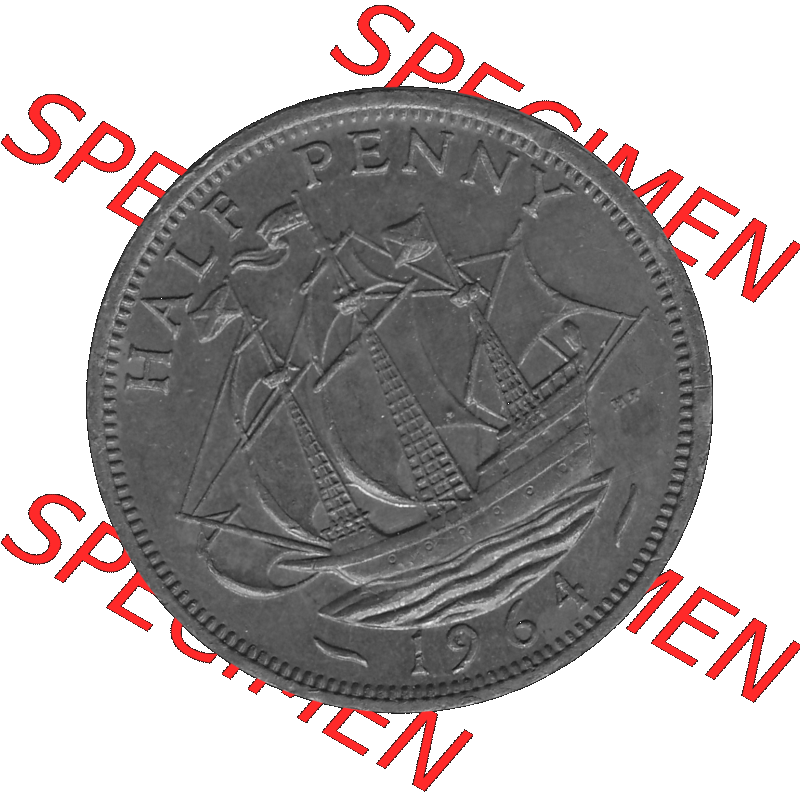Alte Münze Großbritannien Umlaufmünze Half Penny, 1/2 Pence 1954-1970, Half Penny, Halber Pence 1964-01, Elisabeth II. - Schriftzug ELIZABETH II DEI GRATIA... Sammlung