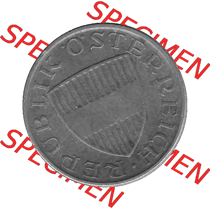 Alte Münze 50 / Fünfzig Groschen Österreich in s/w Schwarzweiß bzw. Graustufen Farbgebung von Scanner transparenten PNG 1959-2001, 50 Groschen 1967-01, Bindenschild... Sammlung