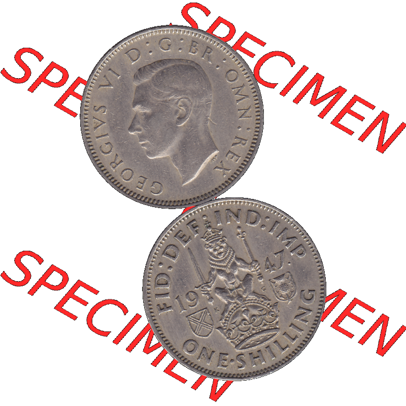 Alte Münze Großbritannien, Bild in Farbe bzw. Color PNG-Grafik 1947-1948, 1 One Schilling - One Shilling, 1947-01 Sitzender gekrönter Löwe auf Krone.... Sammlung