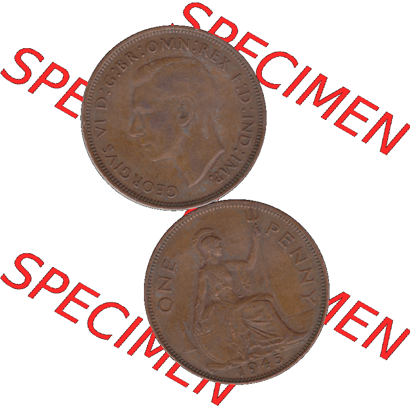 Alte Münzen Großbritannien Umlaufmünze 1937-1948, 1 One Penny 1945-01, George VI, GEORGIVS VI DGBROMNREX FDINDIMP. HP. Vorderseite und Rückseite der... Sammlung