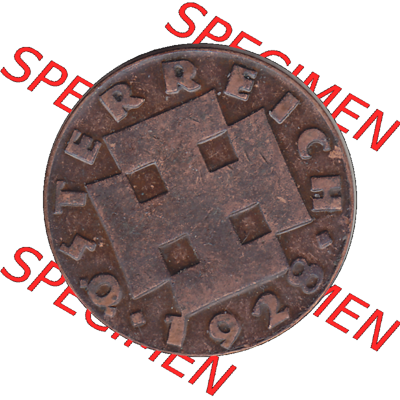 Alte Münze 2 / Zwei Groschen Österreich in original Farbgebung von Scanner transparenten PNG 1925-1938, 2 Zwei Groschen, Krückenkreuz 1928-01. Vorderseite der alten... Sammlung