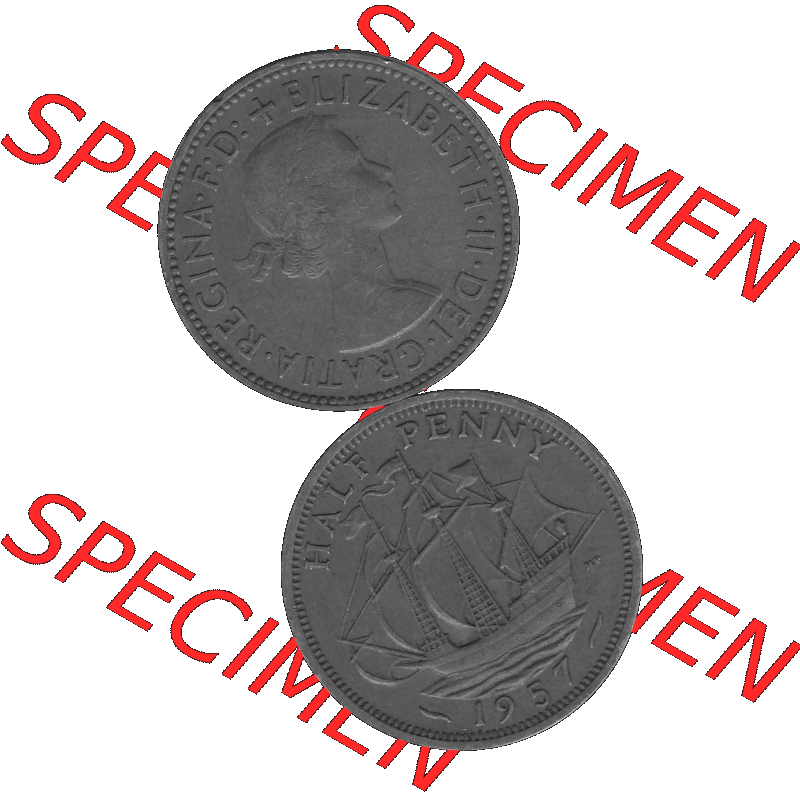 Alte Münze Großbritannien Umlaufmünze Half Penny, 1/2 Pence 1954-1970, Half Penny, Halber Pence 1957-01, Elisabeth II. - Schriftzug ELIZABETH II DEI GRATIA... Sammlung