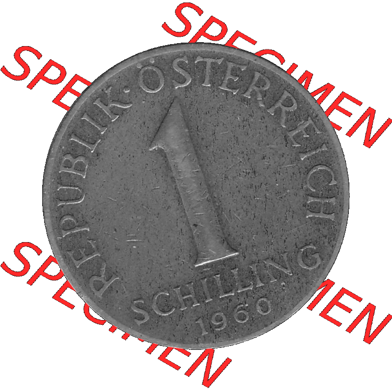 Alte Münzen Österreich 1 / Ein Schilling in Graustufen 1959-2001, 1 Schilling 1960-01, Ein Shilling Edelweiß Graustufen. Vorderseite in Graustufen der 1 / Ein... Sammlung