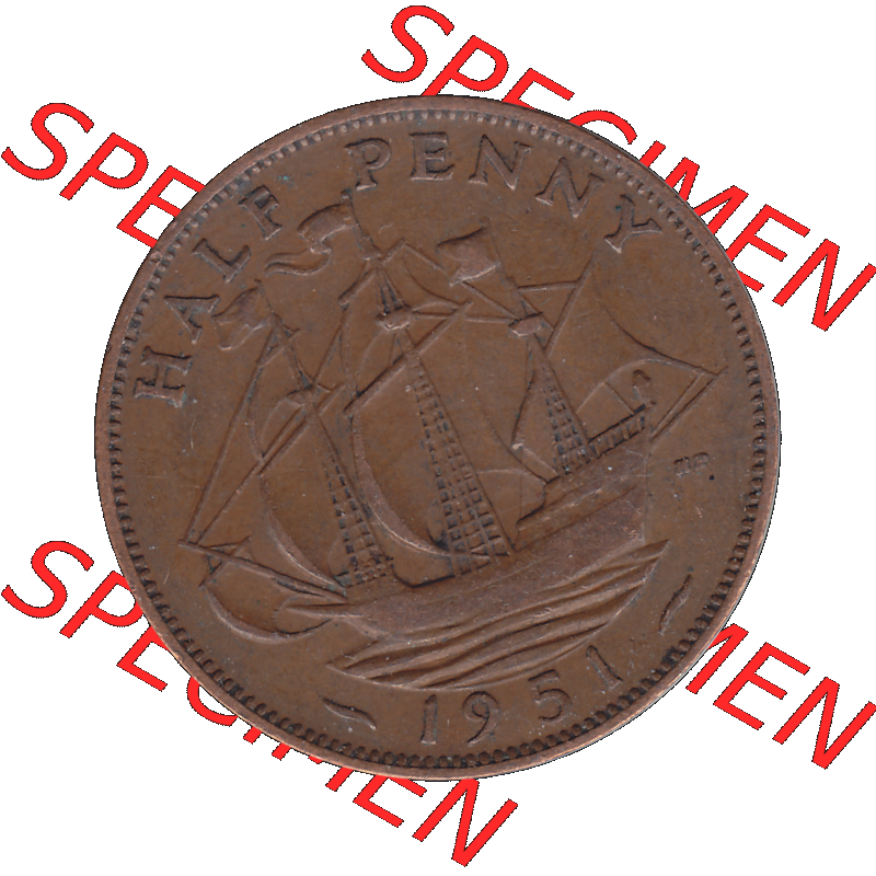 Alte Münze Großbritannien Umlaufmünze Half Penny 1949-1952, Half Penny 1951-01, George VI. GEORGIVS VI D-G-BR-OMN-REX FIDEI DEF.HP. Rückseite der alten... Sammlung