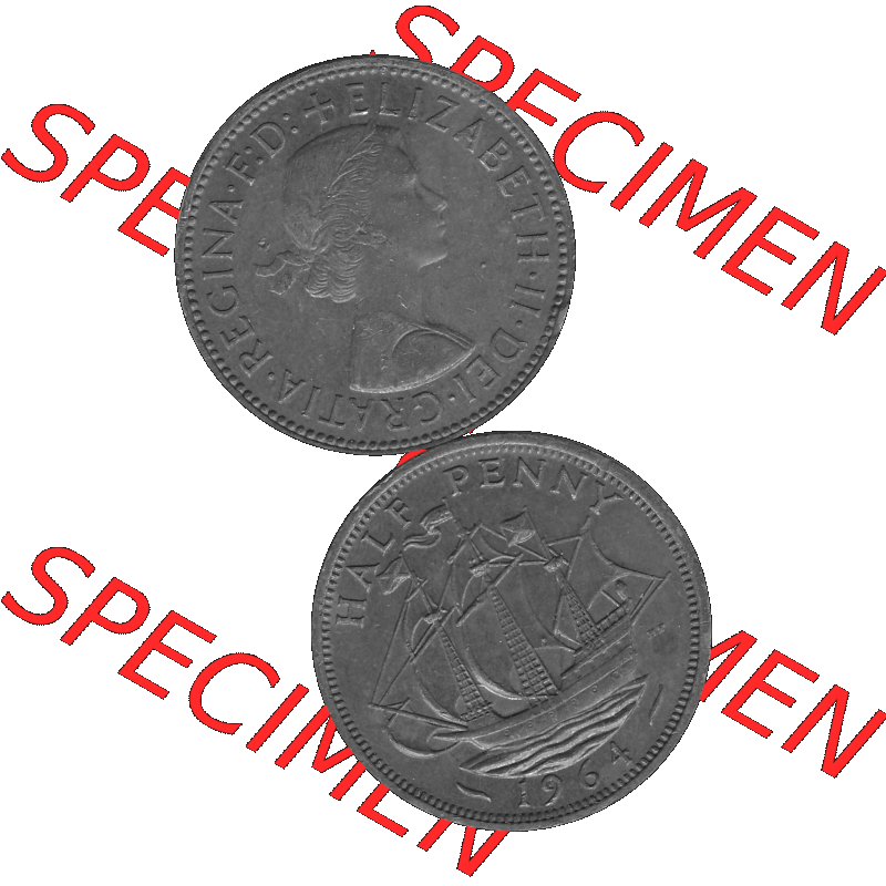 Alte Münze Großbritannien Umlaufmünze Half Penny, 1/2 Pence 1954-1970, Half Penny, Halber Pence 1964-01, Elisabeth II. - Schriftzug ELIZABETH II DEI GRATIA... Sammlung