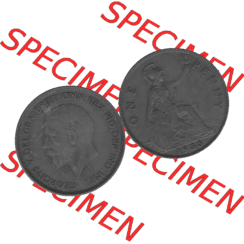 Alte Münze Großbritannien Umlaufmünze One Penny, 1 Pence 1928-1936, 1 One Penny, 1935-01, George V. BM GEORGIVS V DEI GRABRITTOMNREX FIDDEFINDIMP Graustufen.... Sammlung