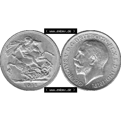 Alte Goldmünze Großbritannien Bilder in s/w bzw. Graustufen 1911-1927, 1 Pfund Sovereign 1911-01 Graustufen. Vorderseite und Rückseite der britischen Sovereign-Goldmünze... Sammlung