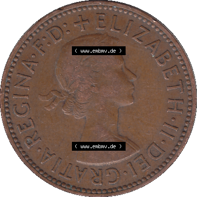 Alte Münze Großbritannien Umlaufmünze Half Penny, 1/2 Pence 1954-1970, Half Penny, Halber Pence 1957-01, Elisabeth II. - Schriftzug ELIZABETH II DEI GRATIA... Sammlung