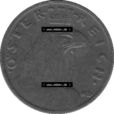 Alte Münze 1 / Ein Groschen Österreich in s/w Schwarzweiß bzw. Graustufen Farbgebung von Scanner transparenten PNG 1925-1938, 1-Ein Groschen, Adlerkopf mit Mauerkrone... Sammlung