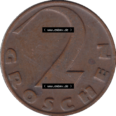 Alte Münze 2 / Zwei Groschen Österreich in original Farbgebung von Scanner transparenten PNG 1925-1938, 2 Zwei Groschen, Krückenkreuz 1936-03. Rückseite der alten... Sammlung