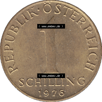 Alte Münzen Österreich 1 / Ein Schilling 1959-2001, 1 Schilling 1976-01, Ein Shilling Edelweiß. Vorderseite der alten österreichischen 1 / Ein Schilling... Sammlung