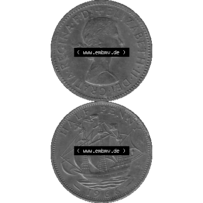 Alte Münze Großbritannien Umlaufmünze Half Penny, 1/2 Pence 1954-1970, Half Penny, Halber Pence 1966-01, Elisabeth II. - Schriftzug ELIZABETH II DEI GRATIA... Sammlung