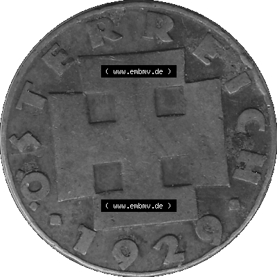 Alte Münze 2 / Zwei Groschen Österreich in s/w Schwarzweiß bzw. Graustufen Farbgebung von Scanner transparenten PNG 1925-1938, 2 Zwei Groschen, Krückenkreuz... Sammlung