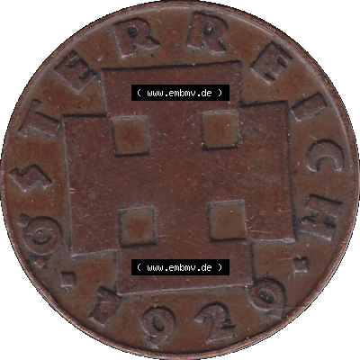 Alte Münze 2 / Zwei Groschen Österreich in original Farbgebung von Scanner transparenten PNG 1925-1938, 2 Zwei Groschen, Krückenkreuz 1929-01. Vorderseite der alten... Sammlung