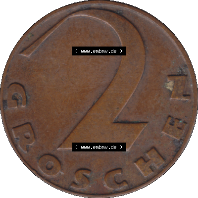 Alte Münze aus Österreich als PNG-Grafik 1925-1938, 2 Groschen 1928-01. Rückseite der alten 2 Groschen Umlaufmünze aus Österreich, Münze wurde vor dem Euro... Sammlung