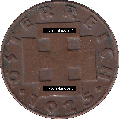Alte Münze 2 / Zwei Groschen Österreich in original Farbgebung von Scanner transparenten PNG 1925-1938, 2 Zwei Groschen, Krückenkreuz 1925-02. Vorderseite der alten... Sammlung