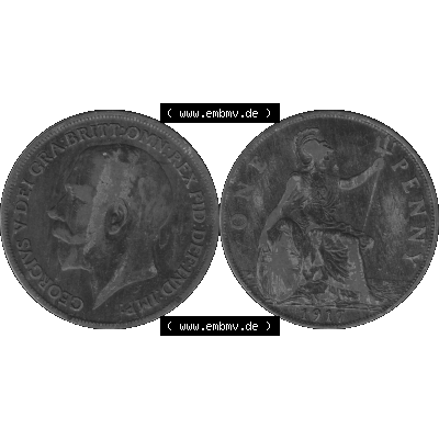 Alte Münze Großbritannien Umlaufmünze One Penny, 1 Pence 1911-1926, 1 One Penny, 1917-01, George V, B.M. GEORGIVS V DEI GRABRITTOMNREX FIDDEFINDIMP... Sammlung