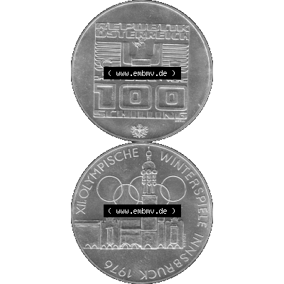 Alte Münze 100 / Einhundert Schilling Österreich in s/w Schwarzweiß bzw. Graustufen Farbgebung von Scanner transparenten PNG 1976-1976, 100 Hundert Schilling,... Sammlung