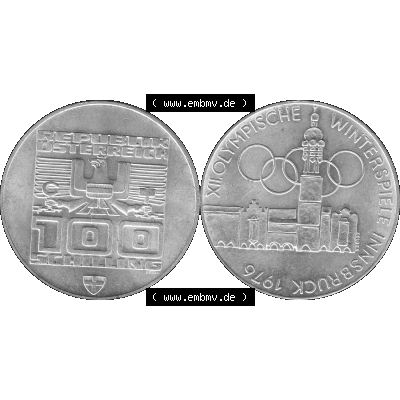 Alte Münze 100 / Einhundert Schilling Österreich in s/w Schwarzweiß bzw. Graustufen Farbgebung von Scanner transparenten PNG 1976-1976, 100 Hundert Schilling,... Sammlung