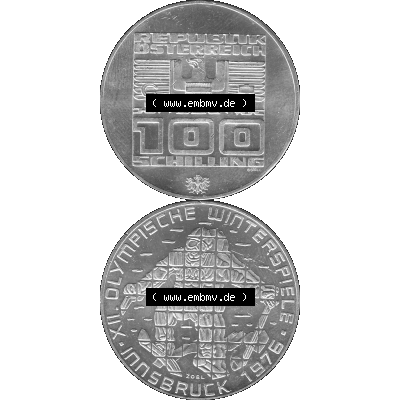 Alte Münze 100 / Einhundert Schilling Österreich in s/w Schwarzweiß bzw. Graustufen Farbgebung von Scanner transparenten PNG 1976-1976, 100 Hundert Schilling,... Sammlung