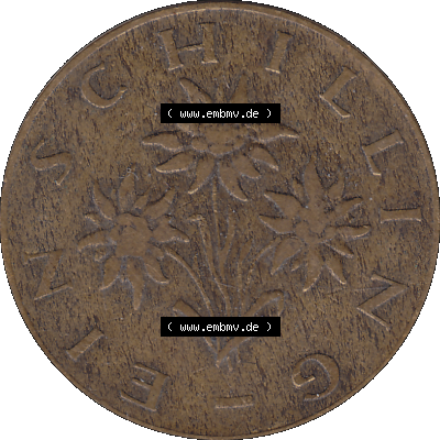 Alte Münzen Österreich 1 / Ein Schilling 1959-2001, 1 Schilling 1959-01, Ein Shilling Edelweiß. Rückseite der alten 1 / Ein Schilling Münze Edelweiß... Sammlung