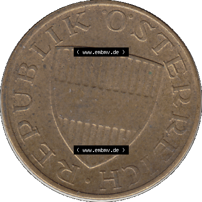 Alte Münze 50 / Fünfzig Groschen Österreich in original Farbgebung von Scanner transparenten PNG 1959-2001, 50 Groschen 1975-01, Bindenschild. Vorderseite der alten... Sammlung