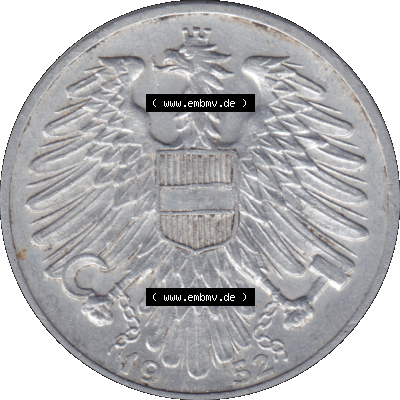 Alte Münzen Österreich 1 / Ein Schilling 1946-1957, 1 Schilling 1952-01. Vorderseite der alten österreichischen 1 Schilling Münze aus dem Zeitraum 1946-1957 Umlaufmünze... Sammlung