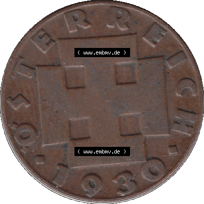 Alte Münze 2 / Zwei Groschen Österreich in original Farbgebung von Scanner transparenten PNG 1925-1938, 2 Zwei Groschen, Krückenkreuz 1930-02. Vorderseite der alten... Sammlung