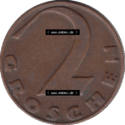 Alte Münze 2 / Zwei Groschen Österreich in original Farbgebung von Scanner transparenten PNG 1925-1938, 2 Zwei Groschen, Krückenkreuz 1930-01. Rückseite der alten... Sammlung