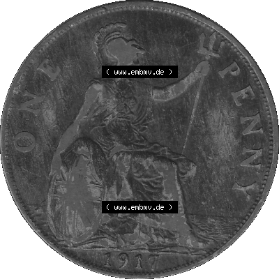Alte Münze Großbritannien Umlaufmünze One Penny, 1 Pence 1911-1926, 1 One Penny, 1917-01, George V, B.M. GEORGIVS V DEI GRABRITTOMNREX FIDDEFINDIMP... Sammlung