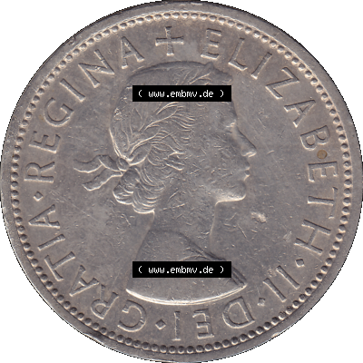 Alte Münze Großbritannien, Bild in Farbe bzw. Color PNG-Grafik, Umlaufmünze aus dem Zeitraum 1954-1970, 2 Schilling-Florin, Two Shillings, 1967-01 ELIZABETH... Sammlung