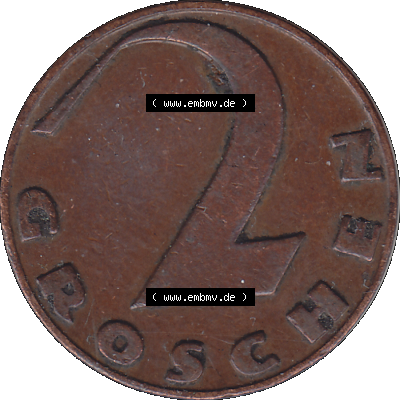 Alte Münze 2 / Zwei Groschen Österreich in original Farbgebung von Scanner transparenten PNG 1925-1938, 2 Zwei Groschen, Krückenkreuz 1929-01. Rückseite der alten... Sammlung