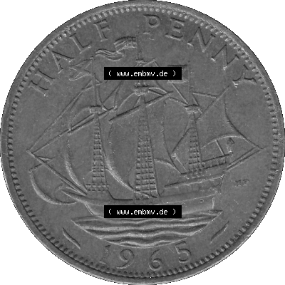 Alte Münze Großbritannien Umlaufmünze Half Penny, 1/2 Pence 1954-1970, Half Penny, Halber Pence 1965-01, Elisabeth II. - Schriftzug ELIZABETH II DEI GRATIA... Sammlung