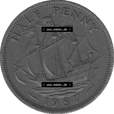 Alte Münze Großbritannien Umlaufmünze Half Penny, 1/2 Pence 1954-1970, Half Penny, Halber Pence 1957-01, Elisabeth II. - Schriftzug ELIZABETH II DEI GRATIA... Sammlung