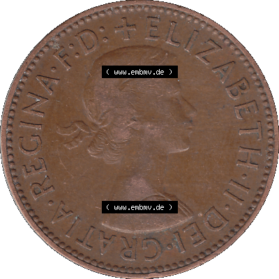 Alte Münze Großbritannien Umlaufmünze Half Penny, 1/2 Pence 1954-1970, Half Penny, Halber Pence 1958-01, Elisabeth II. - Schriftzug ELIZABETH II DEI GRATIA... Sammlung