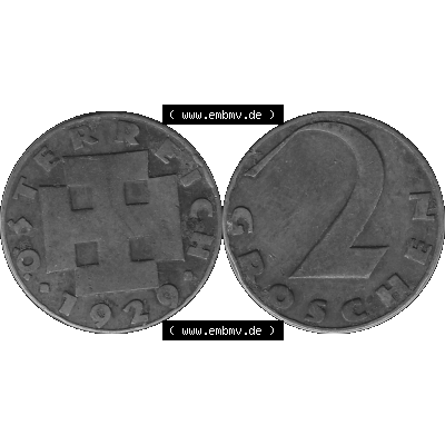 Alte Münze 2 / Zwei Groschen Österreich in s/w Schwarzweiß bzw. Graustufen Farbgebung von Scanner transparenten PNG 1925-1938, 2 Zwei Groschen, Krückenkreuz... Sammlung