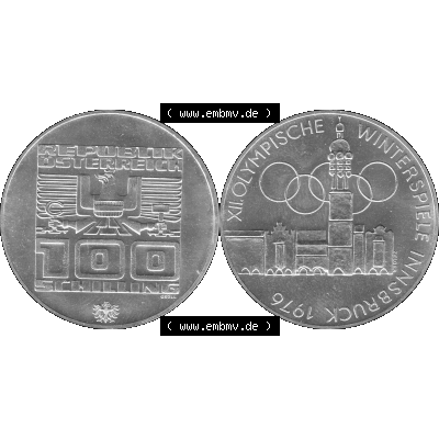 Alte Münze 100 / Einhundert Schilling Österreich in s/w Schwarzweiß bzw. Graustufen Farbgebung von Scanner transparenten PNG 1976-1976, 100 Hundert Schilling,... Sammlung