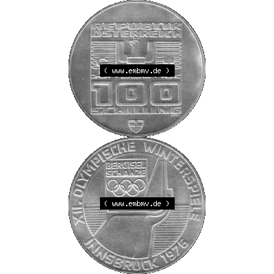 Alte Münze 100 / Einhundert Schilling Österreich in s/w Schwarzweiß bzw. Graustufen Farbgebung von Scanner transparenten PNG 1976-1976, 100 Hundert Schilling,... Sammlung
