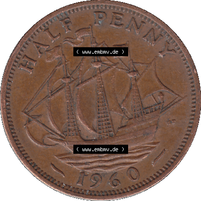 Alte Münze Großbritannien Umlaufmünze Half Penny, 1/2 Pence 1954-1970, Half Penny, Halber Pence 1960-01, Elisabeth II. - Schriftzug ELIZABETH II DEI GRATIA... Sammlung
