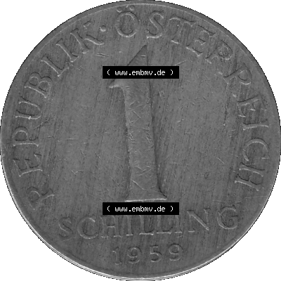 Alte Münzen Österreich 1 / Ein Schilling in Graustufen 1959-2001, 1 Schilling 1959-01, Ein Shilling Edelweiß Graustufen. Vorderseite in Graustufen der 1 / Ein... Sammlung