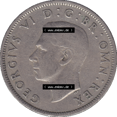 Alte Münze Großbritannien, Bild in Farbe bzw. Color PNG-Grafik, Umlaufmünze aus dem Zeitraum 1949-1951, 2 Schilling-Florin, Two Shillings, 1949-02,... Sammlung