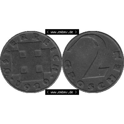 Alte Münze 2 / Zwei Groschen Österreich in s/w Schwarzweiß bzw. Graustufen Farbgebung von Scanner transparenten PNG 1925-1938, 2 Zwei Groschen, Krückenkreuz... Sammlung