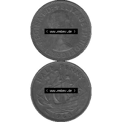 Alte Münze Großbritannien Umlaufmünze Half Penny, 1/2 Pence 1954-1970, Half Penny, Halber Pence 1963-01, Elisabeth II. - Schriftzug ELIZABETH II DEI GRATIA... Sammlung
