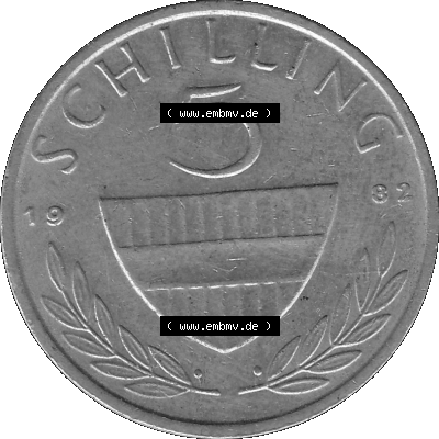 Alte Münze 5 / Fünf Schilling Österreich in s/w Schwarzweiß bzw. Graustufen Farbgebung von Scanner transparenten PNG 1968-2001, 5 Schilling 1982-01, Reiter... Sammlung