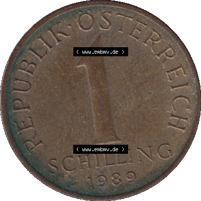 Alte Münzen Österreich 1 / Ein Schilling 1959-2001, 1 Schilling 1989-01. Vorderseite der alten österreichischen 1 Schilling Münze aus dem Zeitraum 1959-2001 Umlaufmünze... Sammlung
