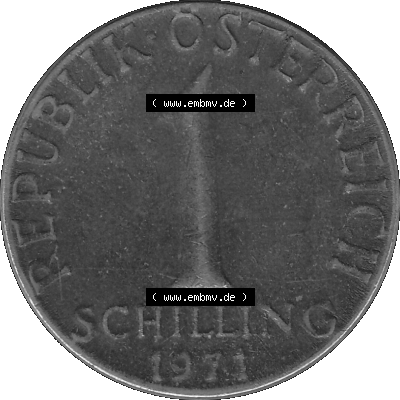 Alte Münzen Österreich 1 / Ein Schilling in Graustufen 1959-2001, 1 Schilling 1971-01, Ein Shilling Edelweiß Graustufen. Vorderseite in Graustufen der 1 / Ein... Sammlung