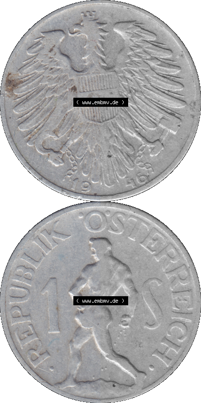 Österreich 1 / Ein Schilling 1946-1957, 1 Schilling 1946 (Stück 1) Sammlung