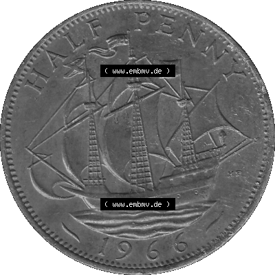 Großbritannien Umlaufmünze Half Penny, 1/2 Pence 1954-1970, Half Penny, Halber Pence 1966 (Stück 1), Elisabeth II. - Schriftzug... Sammlung