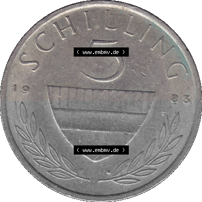 5 / Fünf Schilling Österreich in original Farbgebung von Scanner transparenten PNG 1968-2001, 5 Schilling 1983 (Stück 1), Reiter... Sammlung